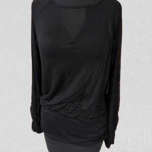 Hippie Chic Black Jersey Top with Black Mesh Details (2)  4269  NWT Boutique